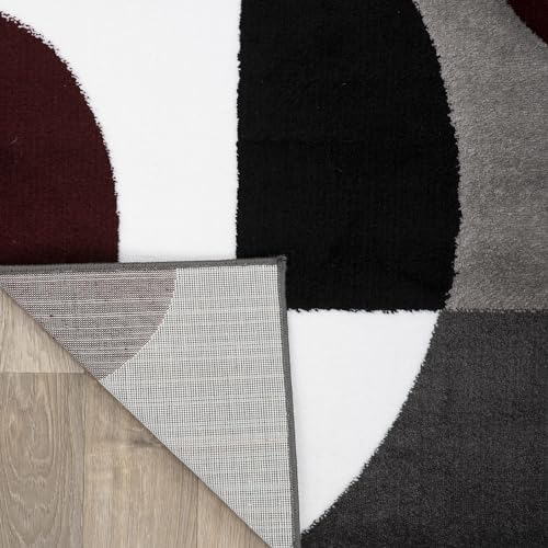 Rugshop Circle Design Contemporary Geometric Area Rug Burgundy 5'3" x 7'3" - size: 5'3" x 7'3" (Rectangular)