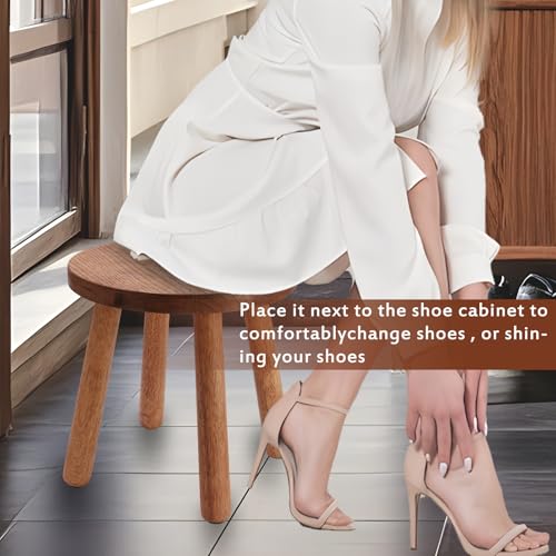 Solid Wooden Stool,Plant Stand,Step Stool,Light Walnut,15.8" H - color: Light Walnut, size: 15.8inch