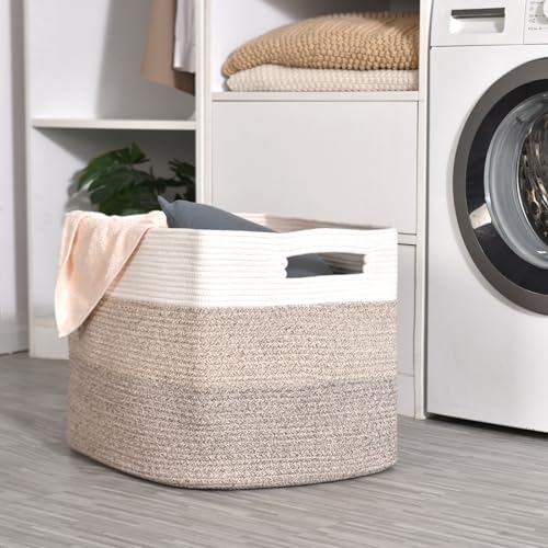 ICERZCZ Extra Large Blanket Basket for Living Room Gradient Brown 25x16x16 - color: Gradient Brown, size: 25”x16”x16”