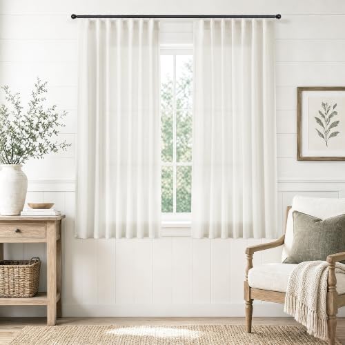 Jowels 천연 리넨 커튼 137.2cm(54인치) 길이 거실용 패널 2개 - color: 천연, size: 50"W x 54"L (Pack of 2)