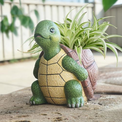 Saysmile Cute Turtle Planters for Indoor Plants, Small Succulent Pots with Drainage Hole, Unique Resin Plant Pots for Indoor Outdoor Use, Decorative Succulent Planters, Gift Ideas for Plant Lovers - color: Turtle-1
