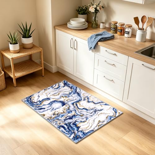 Yamaziot 2x3 Washable Modern Abstract Area Rug Non-Slip Entryway Rug - color: Blue, size: 2x3ft