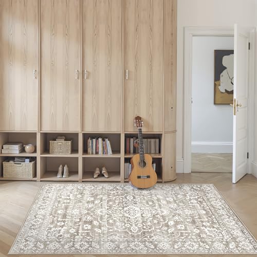 Soalmost 3x5 Area Rugs for Entryway, Washable Neutral Soft Rug Light Brown - color: Light Brown, size: 3' x 5' (Rectangular)