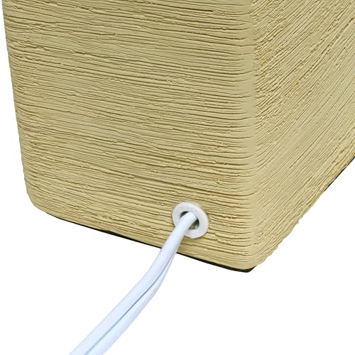 Simple Designs LT1218-BGE 11.81" Mini Cube Faux Stone Ceramic Table Lamp, for Living Room, Bedroom, Office, Beige with White Shade - color: Beige