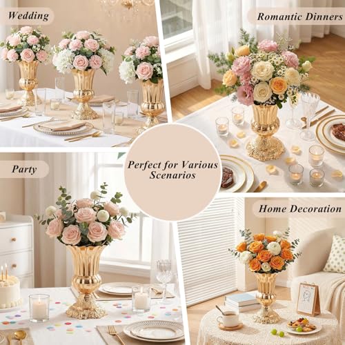 Gold Vases for Centerpieces, 10 Pcs Metal Trumpet Vase, 8.4" Tall - color: French Gold, size: 8.4in-10Pcs