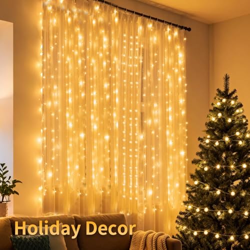 Afirst Led Curtain Lights for Bedroom, 2 Packs Curtain Fairy Lights Plug in