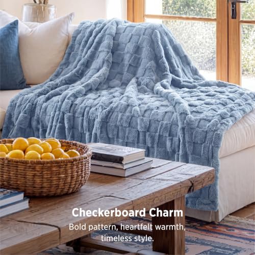 Bedsure Checkered Soft Cozy Twin XL Blanket for Bed, Ashley Blue, 66"×90" - color: 02 Ashley Blue, size: Twin XL (66" X 90")