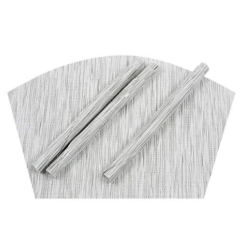 SHACOS Small Round Table Placemats Set of 5 Wedge Shaped Place Mat with Round Centerpiece Mat Heat Resistant Table Mats Washable (5, Gray White) - color: Gray White