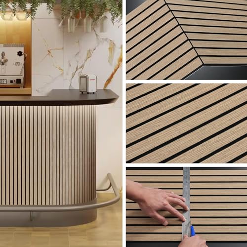 Acoustic Wood Wall Panels, 2 PCS Slat Wall Panels - Walnut Veneer Soundproof Panels for Home & Office, 94.5" Extra-Long Easy Peel & Stick Panels for Walls (11.8"W x 94.5"L) - color: Walnut-2 Packs