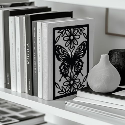 Peacoblue 5.3"x4.3"x7.9" Metal Bookends, Heavy Duty Book Ends for Shelves - color: Butterfly