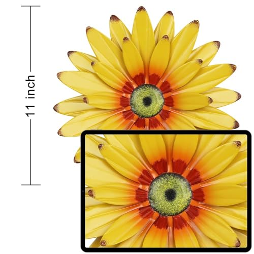 hogardeck Sunflower Decor 11" Metal Flower Wall Decor for Indoor Outdoor, Sunflower Kitchen Decor Floral Metal Wall Art, Sunflower Wall Decor for Bathroom, Living Room, Porch, Garden, Yard, Backyard - color: yellow-2080