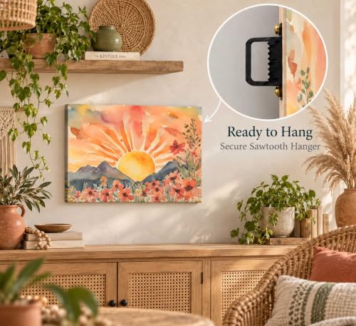 SXHANJXT Boho Sun Canvas Wall art - color: Sunrise-Canvas, size: 16"L x 12"W