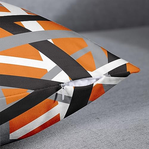 Emvency Throw Pillow Covers Set of 2, 18 x 18 Inch, Retro Striped Orange - color: Orange, size: 18" x 18" (Pack of 2)