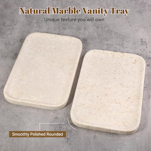 Karibiber Natural Marble Vanity Tray, 11.8" Marble/Stone Bathroom Tray Countertop, Beige Tray for Decor, Perfume Jewelry Holder, Storage/Organizer for Kitchen Sink - color: Egypt-beige
