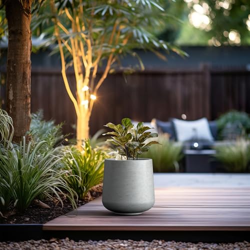 Kante Pale Gray Concrete Planter 13" Dia All-Weather Round Accent Pot - color: Gray Concrete, size: 13" D