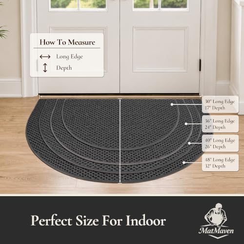 Dirt Trapper Door Mat 24" x 36", Non-Slip, Half Circle, Dark Grey - color: Dark Gray, size: 24" x 36"(Semicircular)