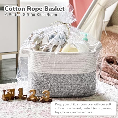 Goodpick Woven Rope Storage Basket for Shelves, Rectangle, Light Gray - color: Light Grey, size: 13"L x 10"W x 9"H