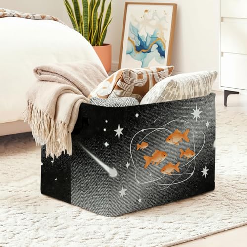 Fish Theme Laundry Hamper, 56L Large Foldable Laundry Basket with Handles, for Family Clothes, Toy Storage Bin, Blankets,Decorative Organizer for Shelves & Closet Home Decor Bedroom & Nursery - color: Fish Theme
