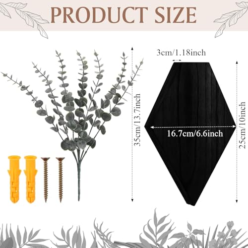 Chunful 2 Pcs Wooden Wall Planter Decor,Black,9.8 x 6.6 x 1.2 Inches - color: Black, size: 9.8 x 6.6 x 1.2 inches