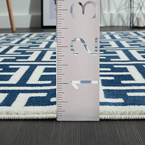 Abani Arto Collection ART160B Contemporary 3D Geometric Area Rug (5'3" x 7'6") - color: Blue Cream, size: 5'3"x7'6"