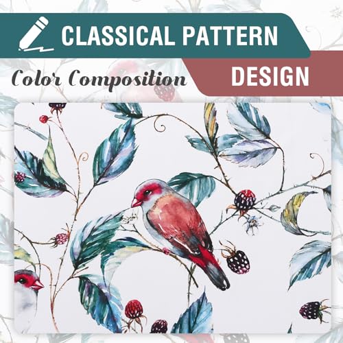 H.VERSAILTEX 100% Blackout Curtains 84 inch Length 2 Panels Set Printed Drapes Thermal Insulated Curtains for Bedroom with Black Liner Sound Proof Curtains, Wild Berry and Bird - color: Wild Berry and Bird, size: 52"W x 84"L (Pack of 2)