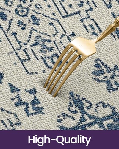 DEXI Kitchen Floor Mats Cushioned Anti Fatigue Runner Rug, 24x87 Blue - color: Blue/White, size: 87"L x 24"W x 0.4"Th