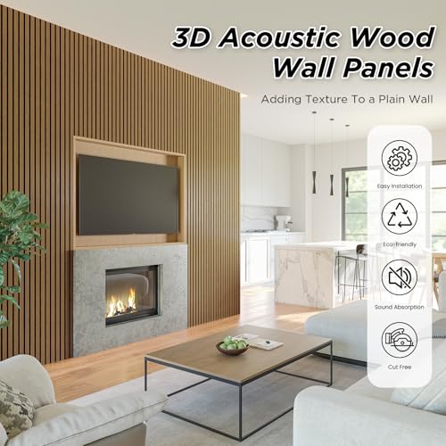 SMARTSTANDARD 4 Pack 105.9" x 12.6" Wood Slat Wall Panels, Classic Oak - color: Classic Oak, size: 106" x 50.4"