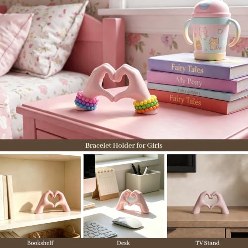 Pink Heart Hands Sculpture Room Decor, Resin Love Statue for Gift - color: Pink, size: Small