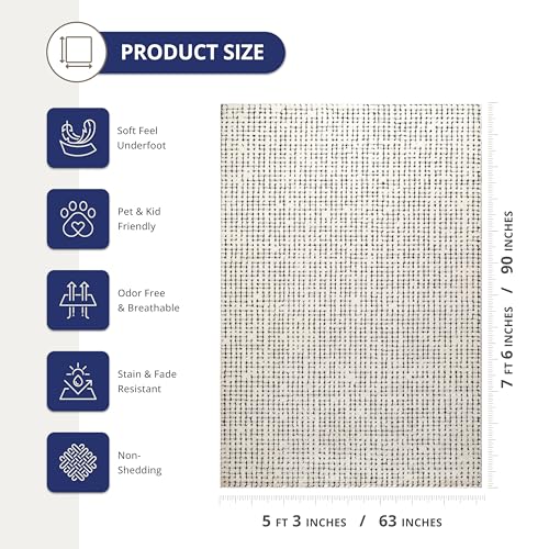 Abani Cream/Black Area Rug – 6' x 9' – Oliver Collection – Crosshatch Pattern – Non-Shedding, Easy to Clean – Durable for Living Room, Bedroom, or Office, Pet & Child Friendly - color: Cream/Black, size: 6' x 9' (Rectangular)