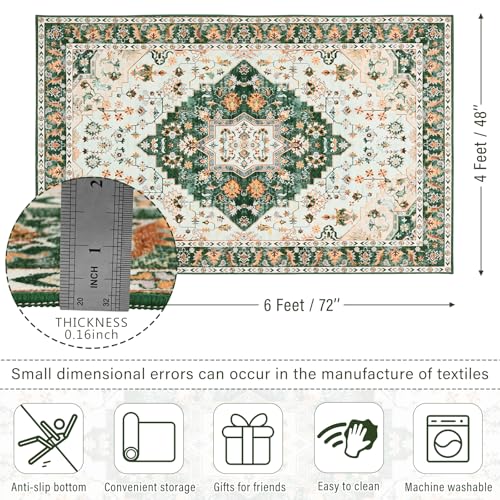 Amearea Vintage Design Area Rugs for Living Room, 4x6 Green Bedroom Rug - color: Green, size: 4' X 6' (Rectangular)