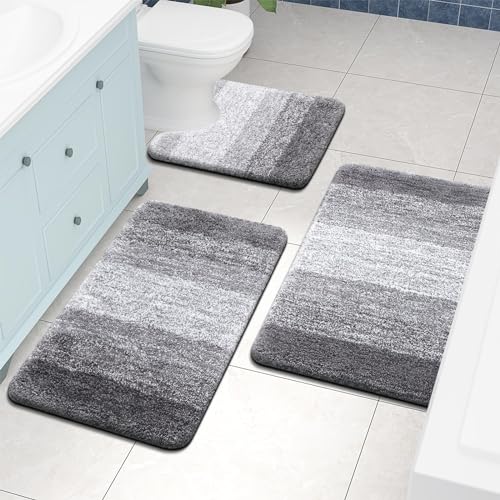 Arotive Microfiber Bathroom Rugs, Shaggy Soft Absorbent Bath Rug, 30x17 - color: Grey, size: 30" X 17"