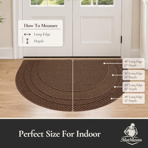 Dirt Trapper Door Mat 26" x 40", Non-Slip, Half Circle, Brown - color: Brown, size: 26" x 40"(Semicircular)