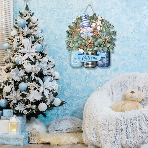 Christmas Decor Wreath for Front Door Xmas Door Sign, Snowflake - style: Snowflake