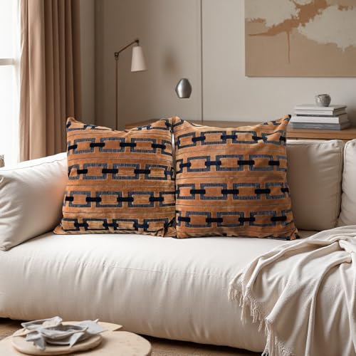 Living Room Decor Couch Throw Pillow Covers with Square 18 * 18 Set of 2 for Cozy Home Bed and Textured Velvet (Coffee) - color: Coffee