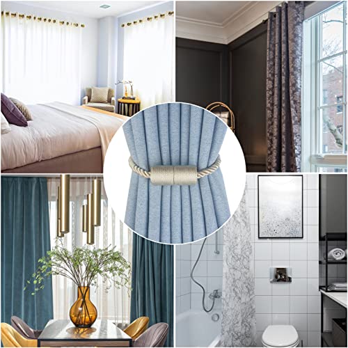 Magnetic Curtain Tiebacks Decorative Holdbacks Rope Tie Back Drapes Hangtty - color: Beige