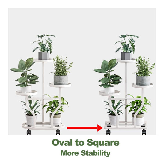 Plant Stand with Wheels, White 3-Tier Metal Plant Shelf for Indoor Outdoor - color: White, size: 3 Tier