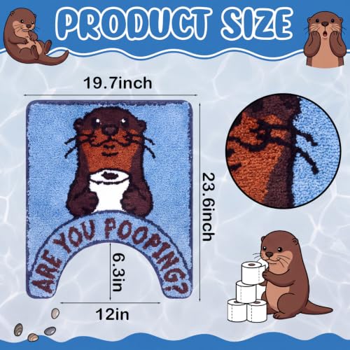 Drydiet U Shaped Toilet Rug Washable Cute Bath Mat 24x20,Sea Otter - style: Sea Otter