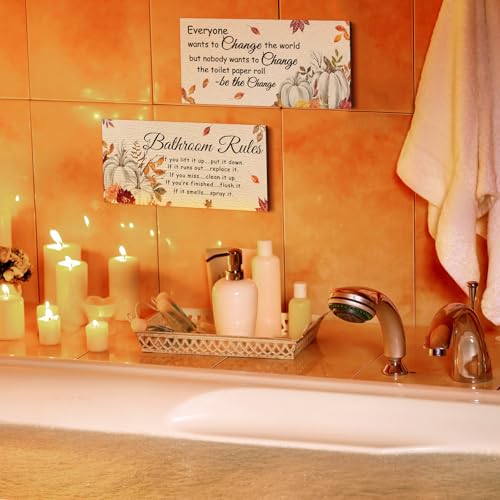 Jetec 2 Pcs Fall Decor for Bathroom Fall Decorations Autumn Rustic Decor - style: Fall Style