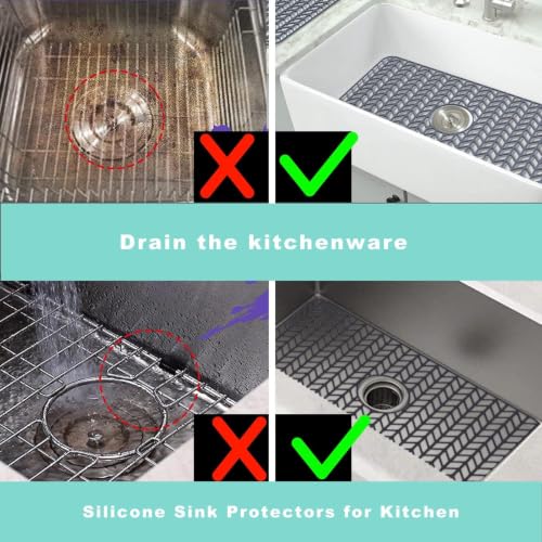 AWOKE Sink Protectors for Kitchen Sink 26x14in Center Drain Sink Mat - size: 26 x 14 Center Drain