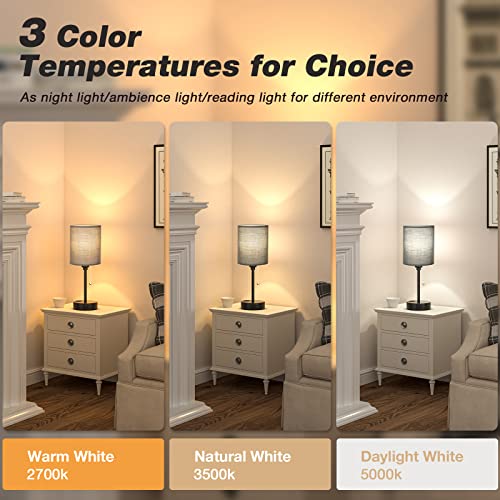 Small Bedside Table Lamp for Bedroom - Desk Lamp with USB Ports for Dorm - color: Black, size: 14.6 in