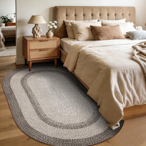 RUGSREAL 5x8 Oval Washable Rug Living Room Modern Border Bedroom Area Rugs - color: Mocha, size: 5' x 8' (Oval)
