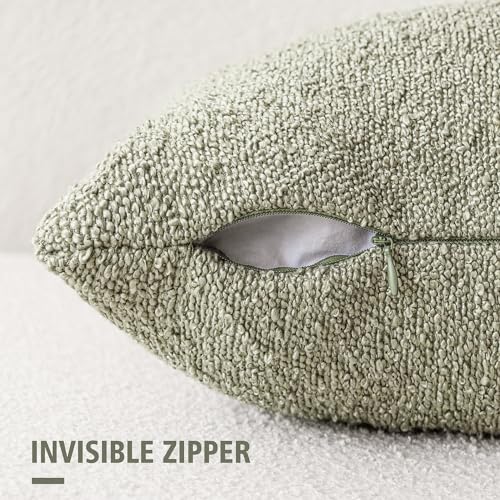 Foindtower Decorative Textured Boucle Throw Pillow Covers 16x16 Dusty Green - color: Desert Sage Green, size: 16" x 16" (Pack of 2)