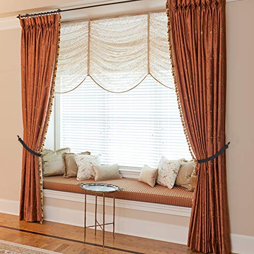 Home Queen Hand Braided Curtain Tie Back, Buckle Holdback Drapery Curtain Tiebacks, 6 Rope Belt Curtain Tie with 6 Metal Hooks, Black - color: Black, size: 6 Pack