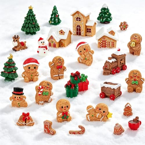 36 PCS Christmas Gingerbread Mini Figurines Tiny Resin Miniature Decoration - color: Christmas Gingerbread