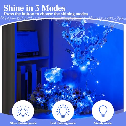 Hortsun 100 Pack Battery Operated Fairy Lights 7 ft 20 LED, Blue - color: Blue Light