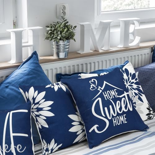 Flutesan 12 Pcs Pillow Covers 18x18 Geometric Linen for Couch, Blue - color: Blue
