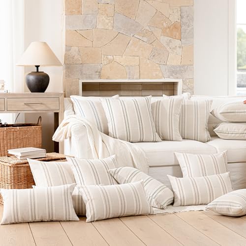 Hckot Terracotta Throw Pillow Covers 18x18 Set of 2 Striped Pillow Covers - color: Camel, size: 18" x 18" (Pack of 2)