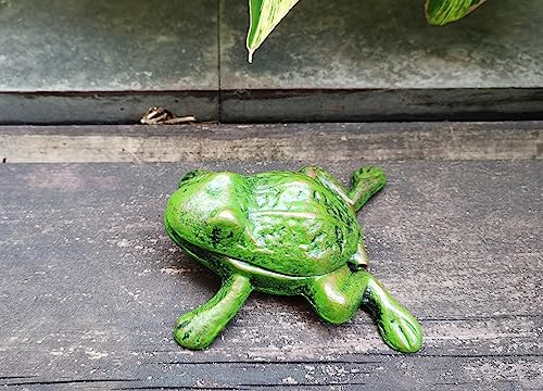 BSTGIFTS Iron Frog Key Hider - Outdoor Statue, Cast Iron, Green Frog, Hide a Key, Garden Decoration - color: Green Frog