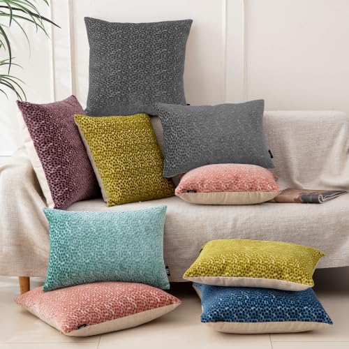 FIFU Lumbar Pillow Covers 12x20 Inch Set of 2, Jacquard Velvet, Dark Grey - color: Dark Grey, size: 20" x 12" (Pack of 2)