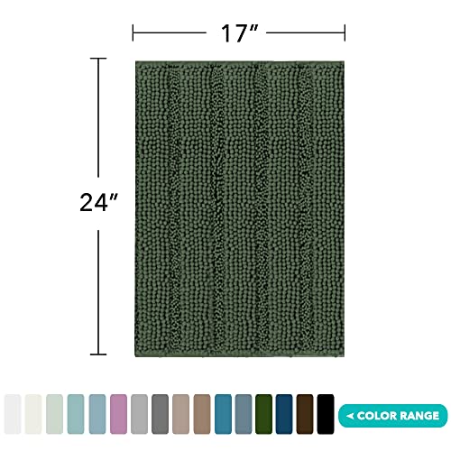 Turquoize Luxury Chenille Bath Rug for Bathroom Rugs Extra Absorbent Bath Mat Non Slip Microfiber Shower Rug for Bathroom Microfiber Shaggy Carpet Rug Size, 17"x 24", Bronze Green - color: Bronze Green, size: 17" x 24"